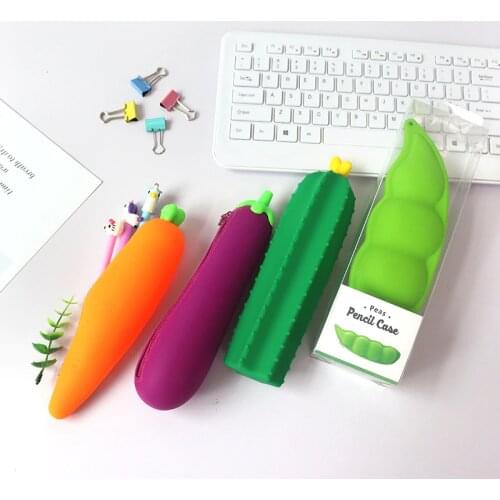 Stationery Cartoon Candy Silicone Pencil Case Storage Bag Simulation Vegetables Pencil Case Student Back To School Kawaii