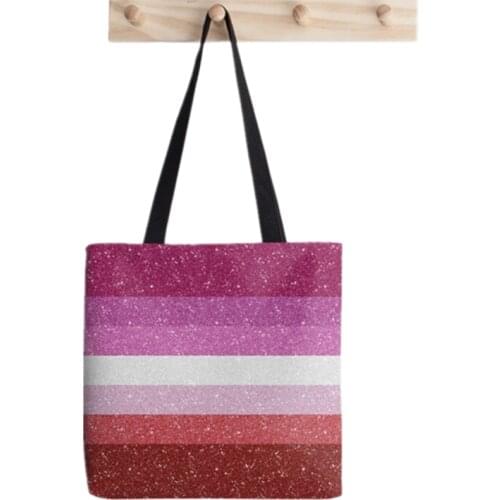 Shopper Faux Glitter Lipstick Lesbian Printed Tote Bag women Harajuku shopper handbag girl Shoulder shopping bag Lady Canvas Bag