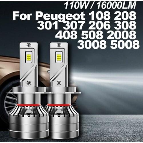 For Peugeot 108 208 301 307 206 308 408 508 2008 3008 5008 Partner High Beam Low Beam Headlight Bulbs Led Fog Light H1 H7 H11