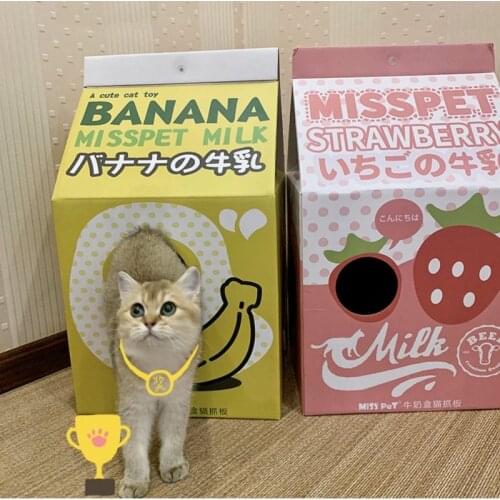 Milk Shaped Fun Dog Toys Cat Scratch Board Corrugated Paper With Cats Claw Grinding Nail Scraper Bed Mat Mattress Supplies NN12