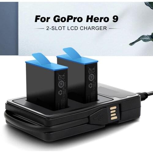 High Quality Double Channel Battery 4.4V 600mA 2.6W Smart USB Charger LCD Visual-power For GOPRO 9 Camera Accessories