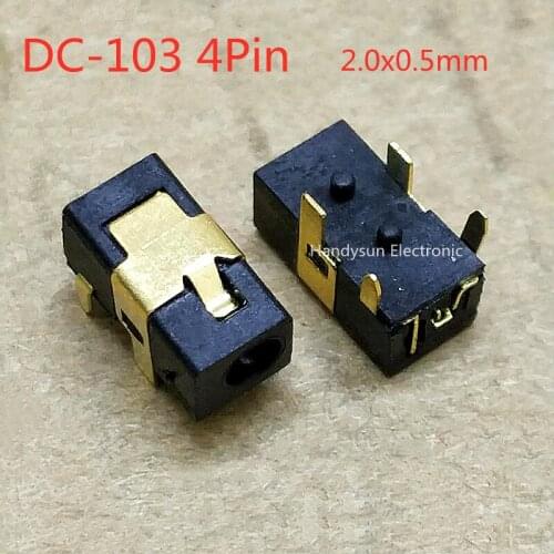 DC-103 DC Power Socket 2.0 x 0.5mm 4Pin Straight Plug Small DC Socket With Gold Plated All Copper Panel Mount Connector Adapter