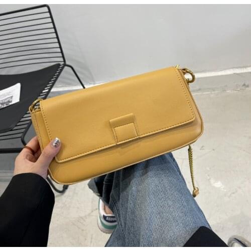 Luxury Yellow Flap Womens Shoulder Bags Brand Designer Horizontal Square Bag Ladies Handbag PU Leather Crossbody Bag Purses