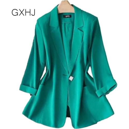 4XL Womens suit jacket 2021 summer new style middle-sleeved slim-fit womens suit thin veste femme blazer women LHJ115