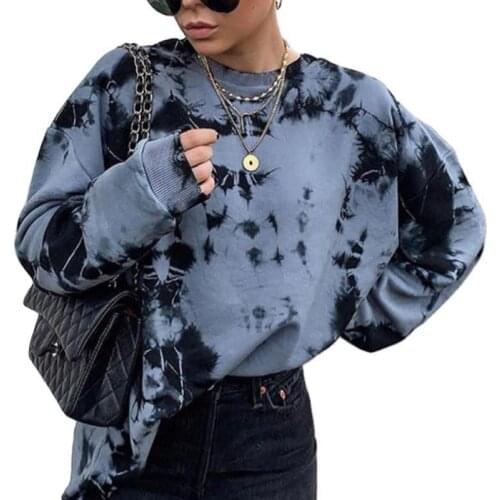 Tie Dye O-neck Autumn Womens Sweatshirts Long Sleeve Loose Casual Lady Pullover Tops 2020 Fashion Streetwear Female Sweatshirt