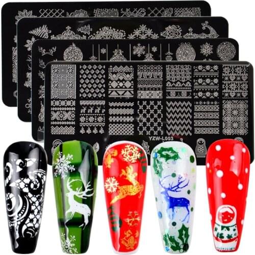 1PC Butterfly Christmas Steel Nail Stamping Plate Flower Lace Leaf Jewelry Image Geometric Polish Stencil Nail Art Template
