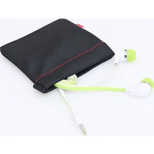 100pcs 92*82mm Black White Composite Earphone Wire Storage Bag Data Cable Cords Organizer Home Sundries Containers ZA5352