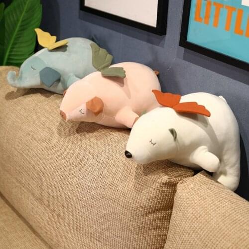 23/32/45CM Kawaii Pig Elephant White Bear Plush Toy Cute Pink Green White Animal Doll Sleeping Pillow Decoration Holiday Gift