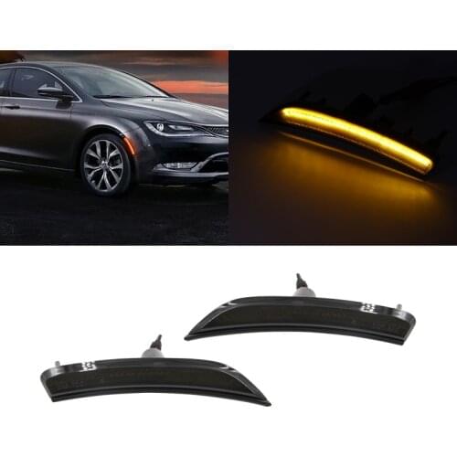 2x Smoked Front Amber Led Side Marker Lights For Chrysler 200 Sedan 2015 2016 2017 2018 2019