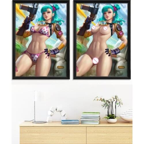 Bulma And Broli Sexy Nude Girl Japanese Anime Poster Home Room Decor Art Silk Wall Stiker Prints