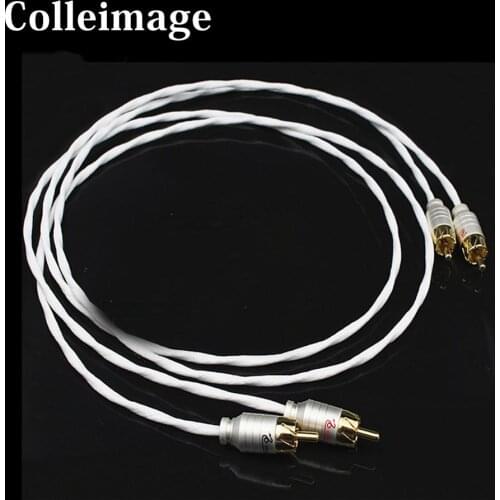 Colleimage Hifi Silver Plated Hifi Audio Cable 2RCA to 2RCA audio signal Amplifier line Interconnector Speaker cable