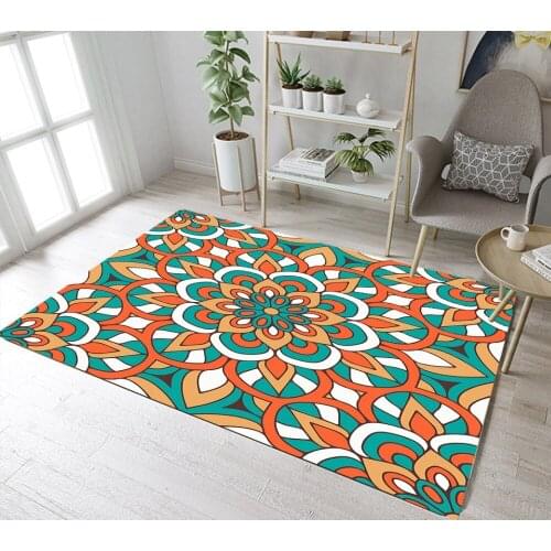 Colorful Flowers Mandala Indoor Dining Room Area Carpets Childrens Room Floor Area Rugs Kitchen Cushion Bathroom Non-Slip Mat