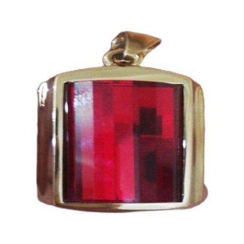 18K gold inlaid red Zircon Pendant