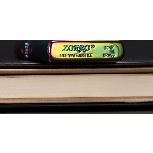 ZORRO Brass Kerosene Windproof Lighter Creative Ultra-Thin Square Corner Smooth Classic Oil Machine Smoking Accessories Gift