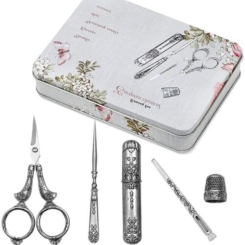 LMDZ Embroidery Scissors Kit, European Antique Vintage Sewing Kit, Complete Vintage Sewing Tools with Embroidery Scissors