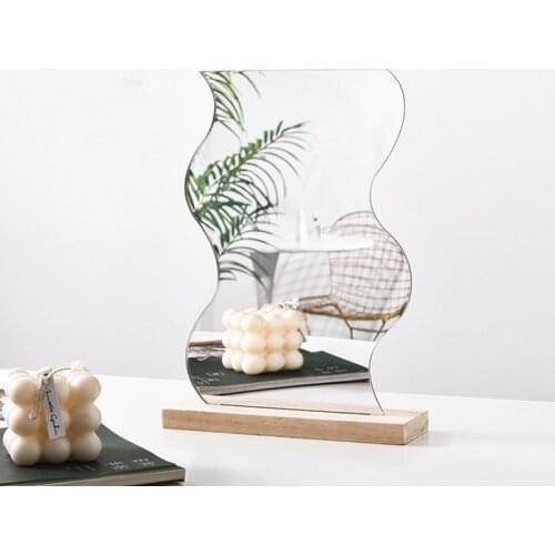 Minimalist Nordic Irregular Acrylic Decorative Mirror Room Interior Design Make-up Mirror Ins Bedroom Table Standing Mirror