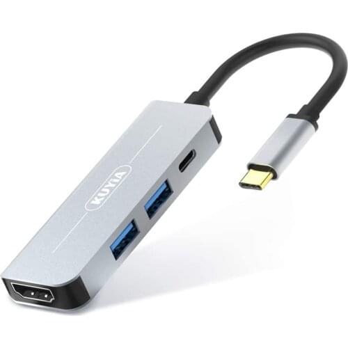 KUYiA USB Hub Multiport PD Type C Adapter with PD Charger HDMI 4K Dual USB 3.0 Ports Compatible with Apple MacBook Pro ETC