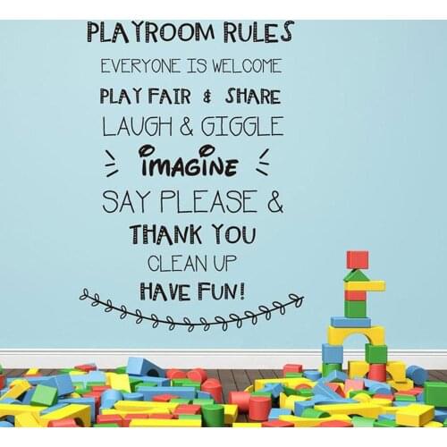 Makeyes Playroom Rules Wall Decals,Playroom Wall Mural Decal Art,Playroom Rule Wall Sticker,Gift,Playroom Rules Decal Q461