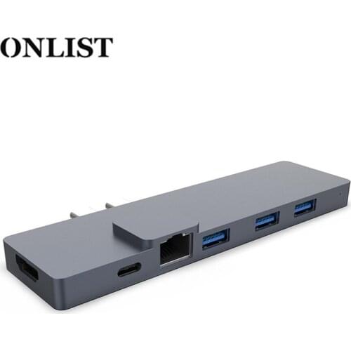 ONLIST 8 in 1 Type-C Dual Hub Converter Lightweight Portability No Space Occupy PD TF 3 USB3.0 HDMI Gigabit Dock Ethernet Port