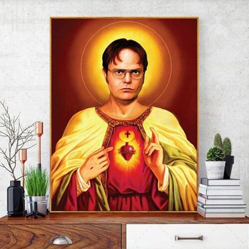 The Offcie Dwight Poster Jesus Inspired Dwight Schrute Painting on Canvas Funny Wall Art for Room Decor