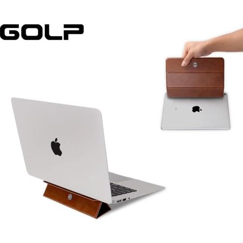 Adjustable Laptop Stand for Macbook, Folding Magnetic Phone Holder PU leather Portable Tablet Stand for iPad Mini 5 4 3 2 1