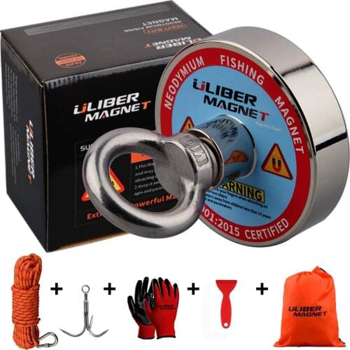 400lbs Fishing Magnet N52 Neodymium Grapping Hook 20m(66Feet) Durable Rope Metal Treasure Hunting Recovery Salvage Magnetic