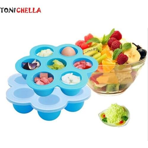 Silicone Baby Flower Lattice Food Container Seven Grids Breast Milk Storage Box With Lid Safety Portable Feeding Tools CL5331