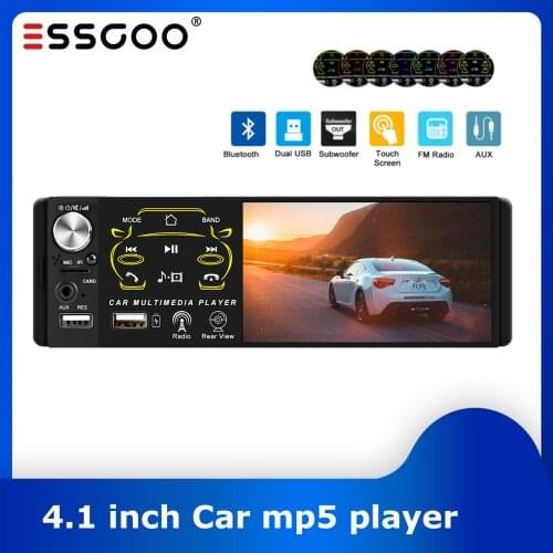 ESSGOO 4.1 inch Car Radio Stereo 1 Din Bluetooth Autoradio Touch Screen Multimedia MP5 Player Support Micophone Subwoofer
