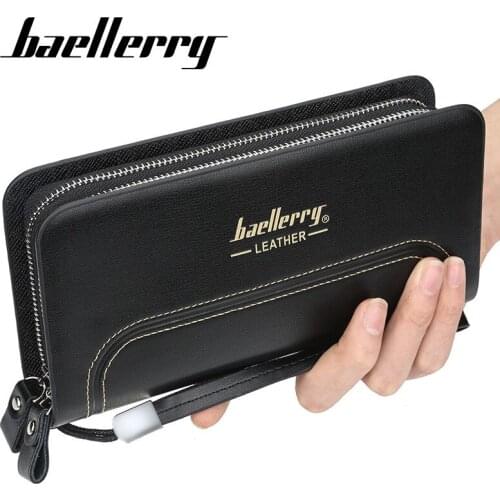 Baellerry Men Wallets Long Clutch Purse Large Capacity Zippers Wallet Male PU Leather Wallet Coin Pocket Men Business Wallet