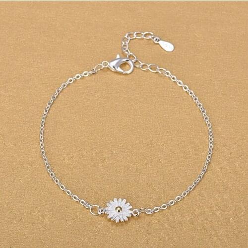 925 Sterling Silver Delicate Bracelet Sun Flower Bracelet Female Tide Style Accessories Sweet Cute Girl Jewelry