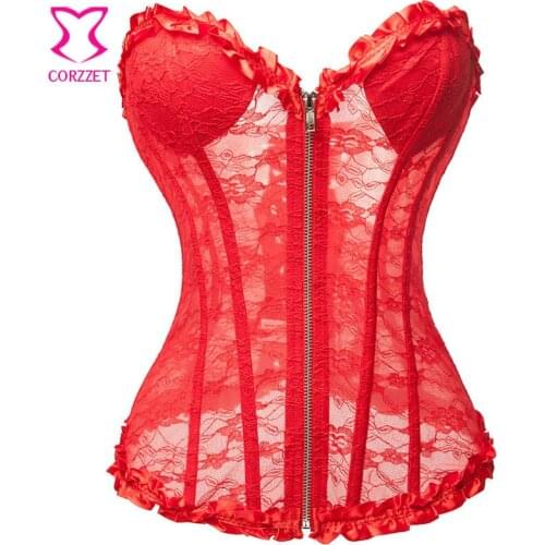 Corzzet Hollow Out Floral Lace Push Up Corsets and Bustiers Women Corselet Corpetes E Espartilhos Sexy Zipper Corset Bustier Top