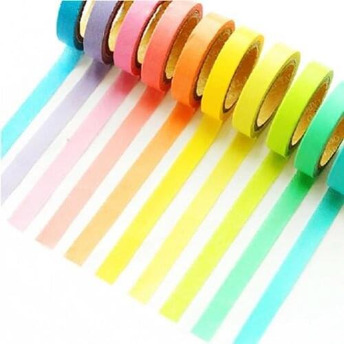 10Pcs Washi Paper Scrapbooking Decorative Sticker Masking Adhesive Tape Roller