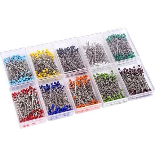 100Pcs/set Round Pearl Head Dress Making Pins Sewing Needles Multicolor Pearl Needle DIY Crafts Handmade Sewing Accessories