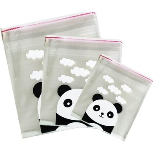 100pcs/lot Cute Panda Cartoon Biscuit Bag Plastic Candy Cookie Food Cake Bags Box Gift Packaging Bag Wedding Party Decor Supply