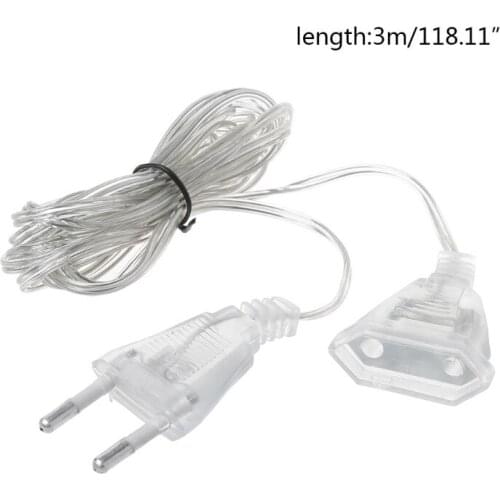 3m Power Extension Cable Plug Extender Wire For LED String Light Christmas Lights AXYC