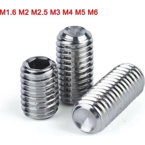 304 A2 Stainless Steel Allen Bolts Cup Point Grub Screws Hexagon Hex Socket Set Screws M1.6 M2 M2.5 M3 M4 M5 M6