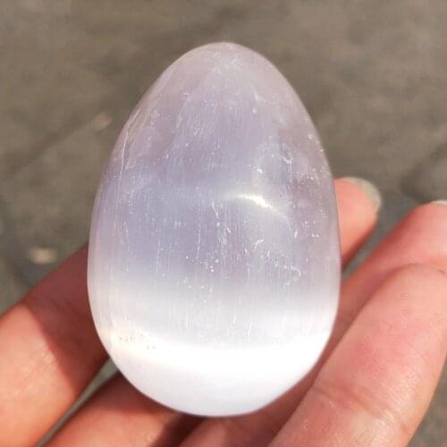 5cm Selenite rock Crystal egg Handcarft quartz selenite massage Yoni Egg healing Crafts Gemstone kegel exerciser eggs sphere