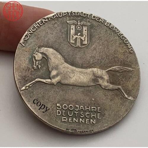 500 Years of German Horse Racing Copy Coin 1436-1936 Horsemanship Copper Silver Coins Collectibles