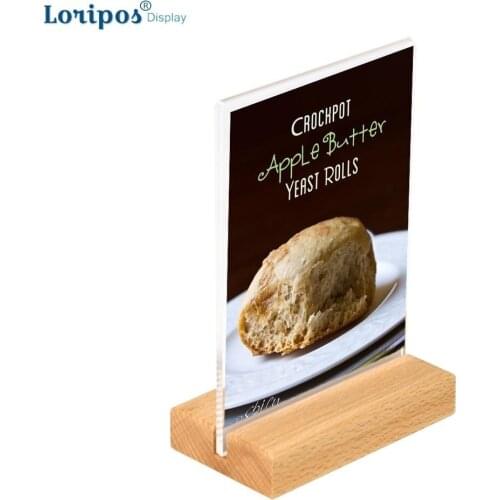 A6 Acrylic Poster Frame T Shape Table Menu Holder Information Paper Literature Display Price Flyer Wooden Picture Stand