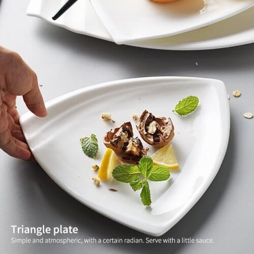 European style white ceramic tableware salad sushi fruit pasta dessert bread steak plate
