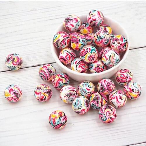 Chenkai 100PCS 12mm Silicone Christmas print Beads Baby Round Shaped Teething BPA Free DIY Sensory Chewing Toy Accessories