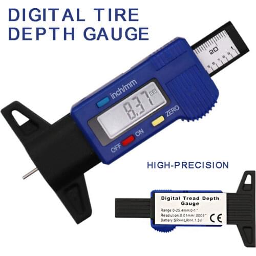 Digital Car Tire Depth Gauge Measurer Tool High Precision LCD Digital Caliper Thickness Gauges Car Truck Tyre Tread 0-25.4mm