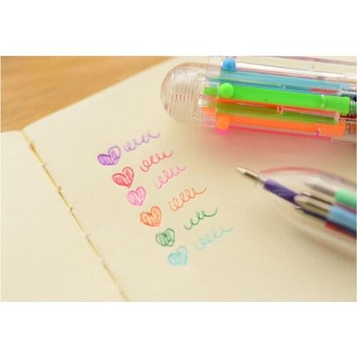 Ball Pen Coloured Multifunctional Pen Office Supplies Supporting Customized Office Study Tool Creative Multicolor 6Stationery