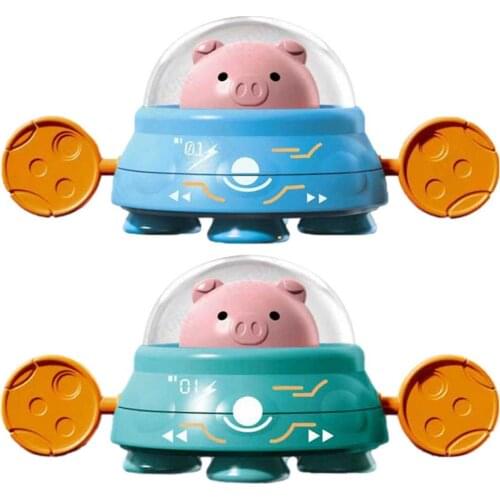 Toddler Bath Toys Water Cute Pigs Riding Flying Saucers Bathroom Toy for Baby Wound-up Chain Clockwork Kids Beach Bath Toys