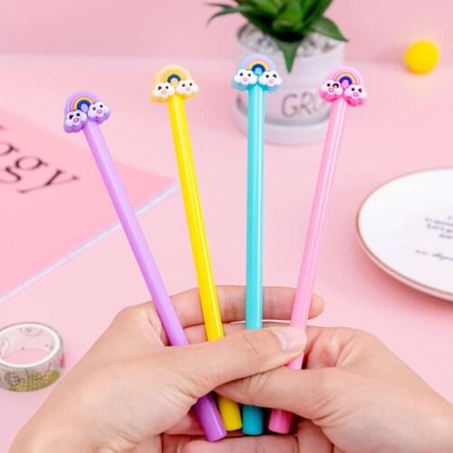 40PCS Creative Cartoon Clouds Rainbow Student Gel Pens Black 0.5mm Student Stationery Office Accessories