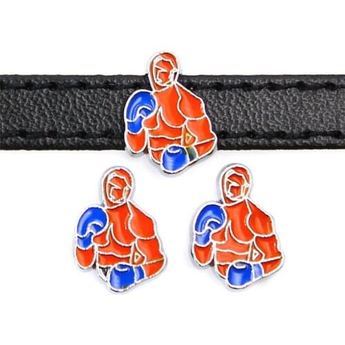 Boxer Enamel Sliders 8mm Cute Anime Character Slide Charms for Wristbands Mesh Bracelets DIY Accessories Makig