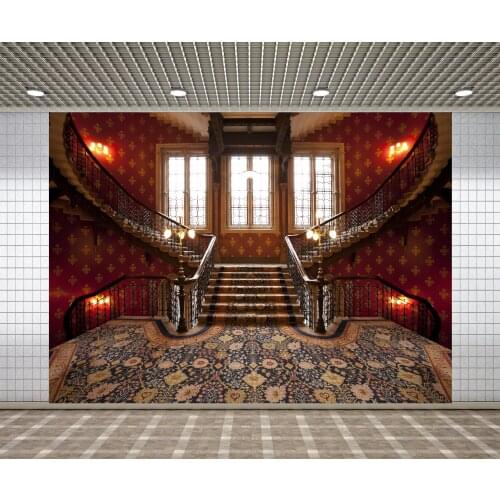 Lyavshi Palace Interior Photographic Backdrops Stairs Carpet decoration Photo studio Photocall Photography Backgrounds