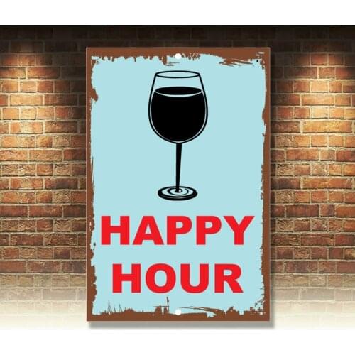 Happy Hour Novelty Funny Metal Sign 8 in x 12 in