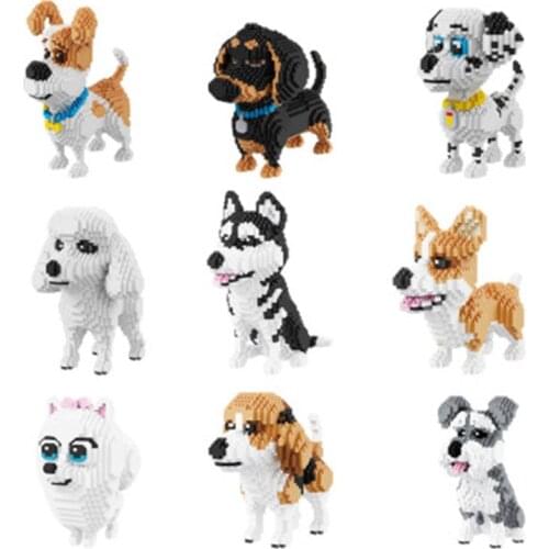 Animal World Tyrannosaurus Dog Cat Pig Giraffe Lion Elephant 3D Model DIY Mini Diamond Blocks Bricks Building Toy for Children