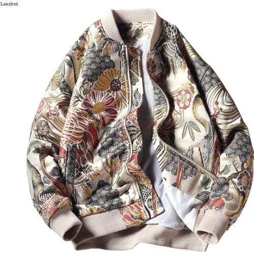 Short Casual Sleeve Collar Zipper Brand Clothing Autumn Male Movement Embroidery Jacket Coat White Brick Wall